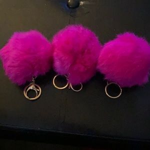 New hot pink Pom keychain